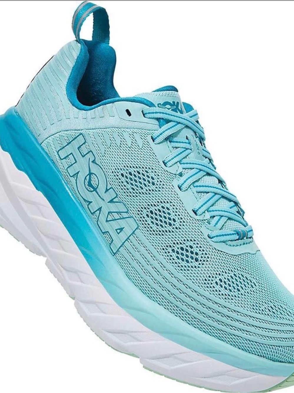HOKA ONE ONE Bondi 6 Women’s Size 8.5 Aqua Blue Running Walking Shoes - Picture 2 of 6